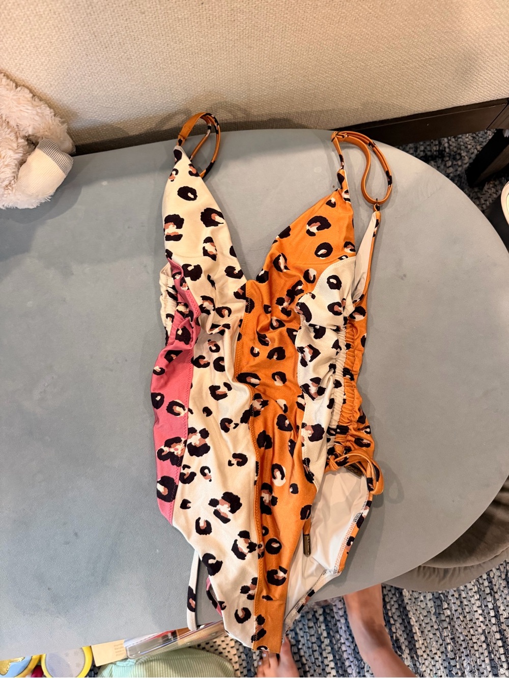 Red Carter | Tricolor Cheetah Swimsuit with Plunge Back (S)